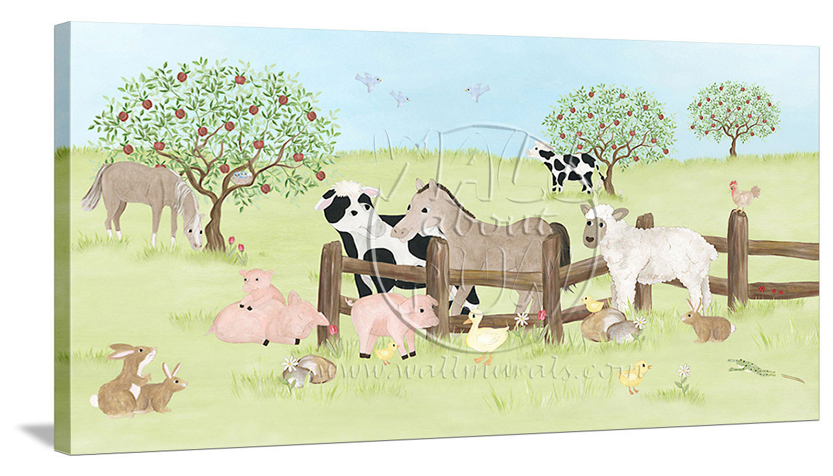 Wall About Fun: Barnyard Theme Canvas Wall Art for Kids - Farm Animal