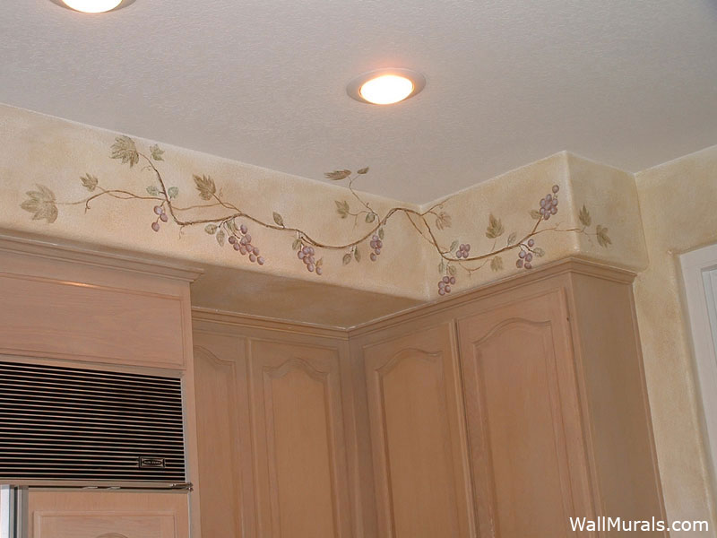 matching wall borders and cabinet kitchen