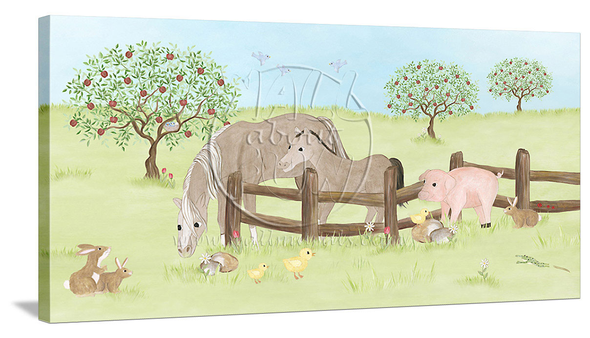 Wall About Fun: Barnyard Theme Canvas Wall Art for Kids - Farm Animal ...