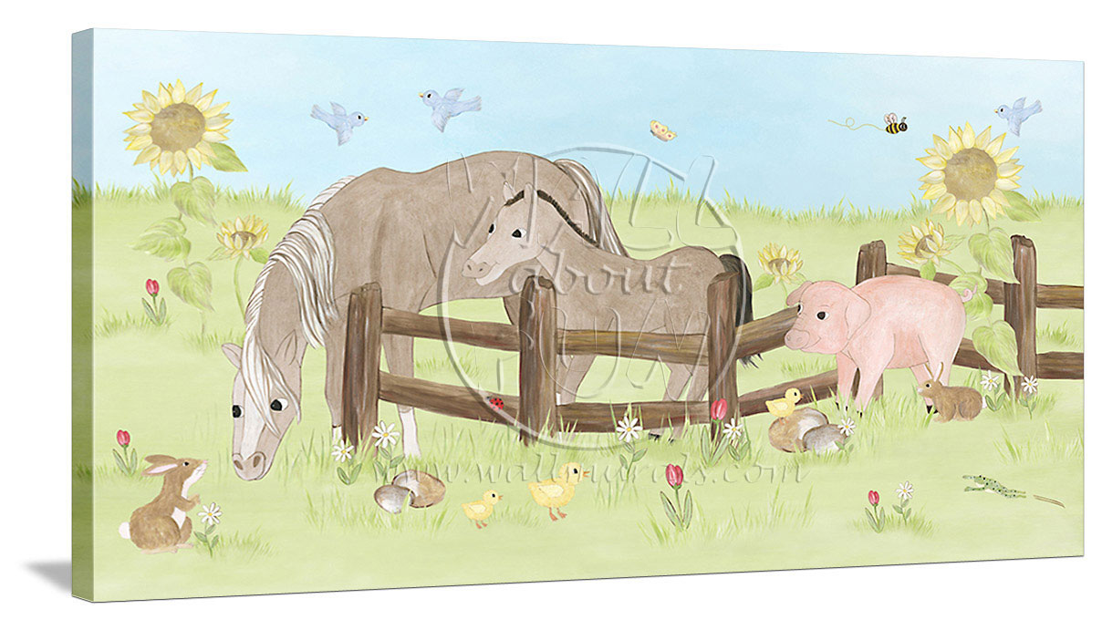 Wall About Fun: Barnyard Theme Canvas Wall Art for Kids - Farm Animal ...