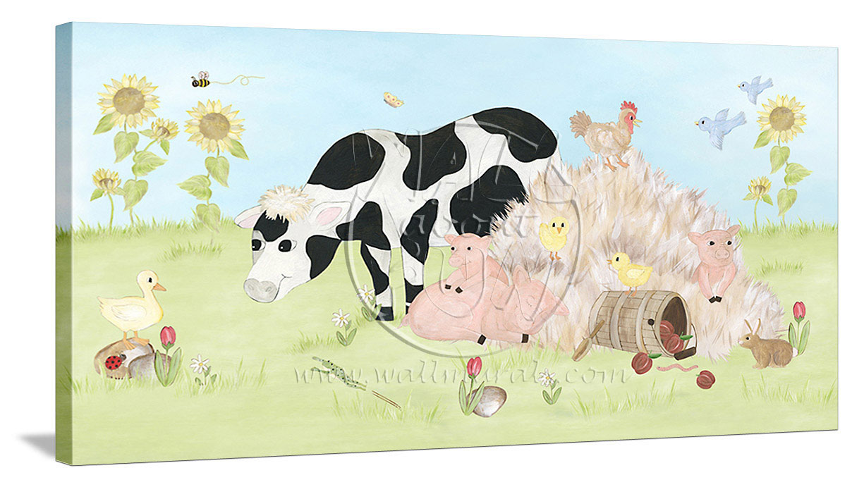 Wall About Fun: Barnyard Theme Canvas Wall Art for Kids - Farm Animal ...