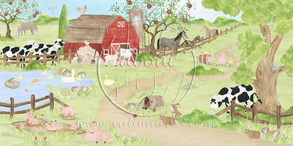 Wall About Fun: Farm Theme Wallpaper Murals - Barnyard Animal Wallpaper