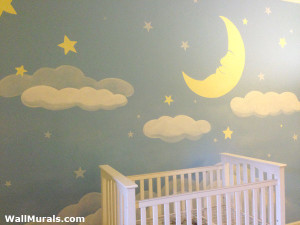 Moon and Stars Baby Nursery Mural