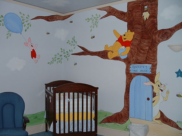 Winnie the Pooh Wall Mural in a Baby Nursery - Wall Murals by Colette